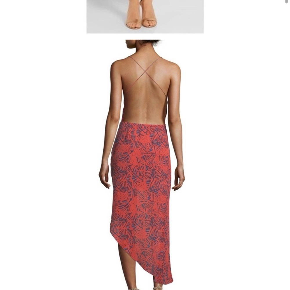 Haney Holly Asymmetrical orange backless spaghetti strap cocktail dress